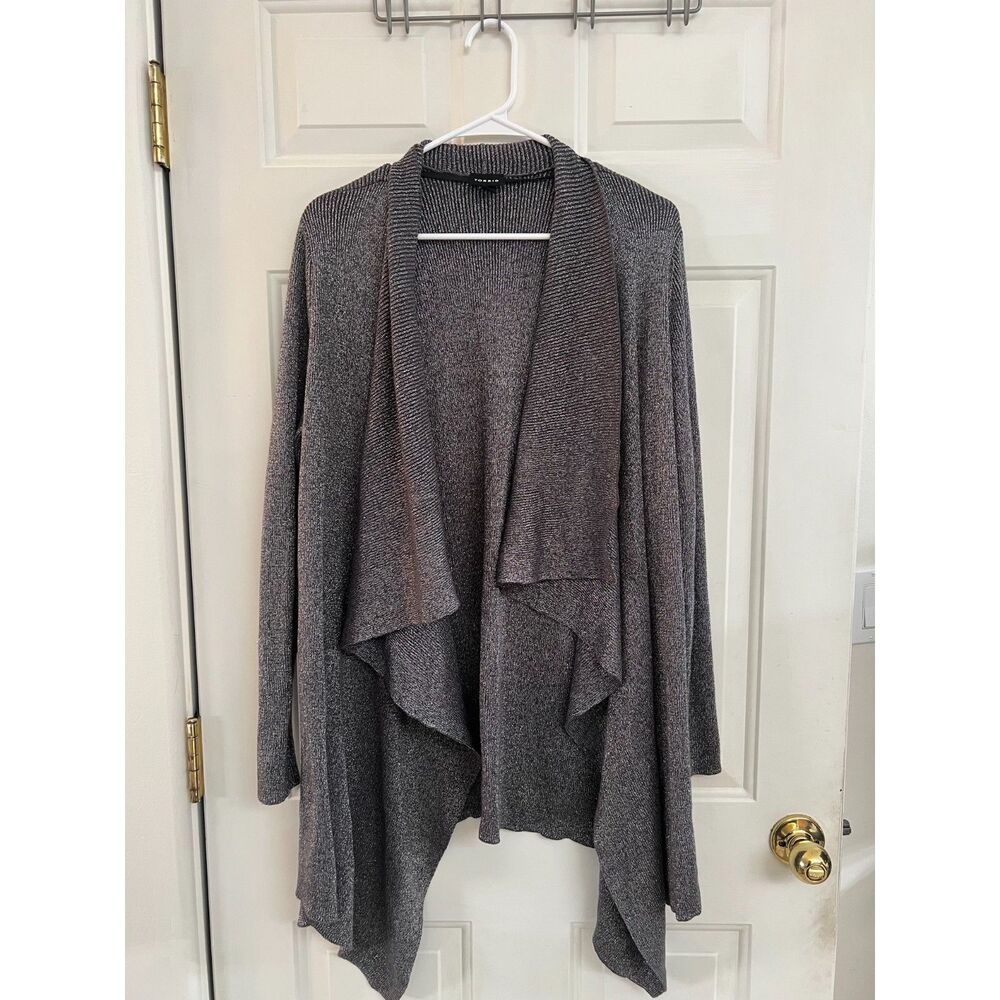 Torrid size 2 2XL Open Front Cardigan Gray Silver Lurex Shimmer Metallic Knit